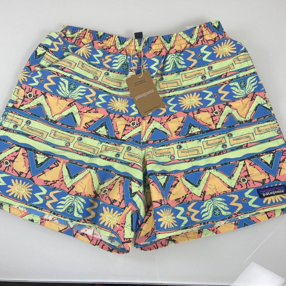 Patagonia Baggies Shorts Mens Size S High Hopes Geo Salamander Green Swim‎